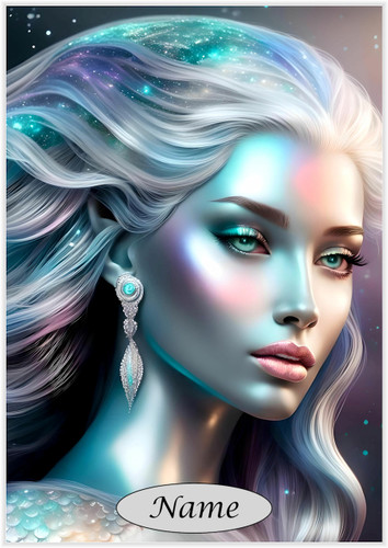 Silver Mermaid Portrait - Personalised