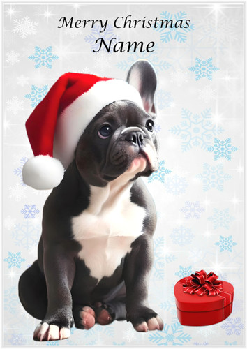 French Bulldog in a Santa Hat - Personalised