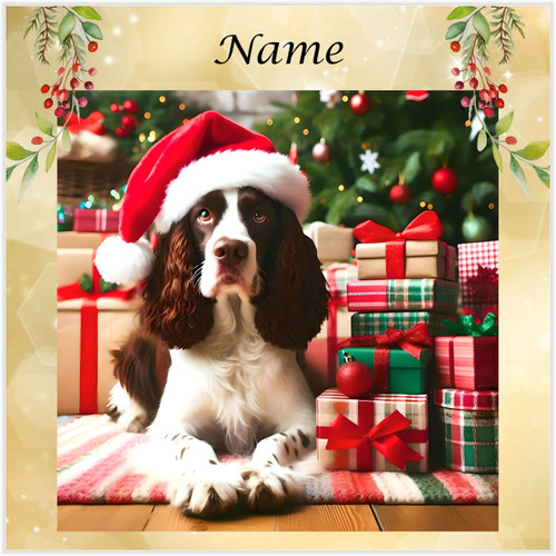 Springer Spaniel in a Santa Hat - Personalised