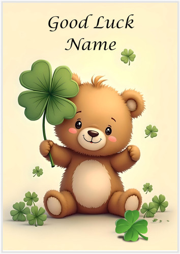 Good Luck 4 Leafed Clover Bear - Personalised