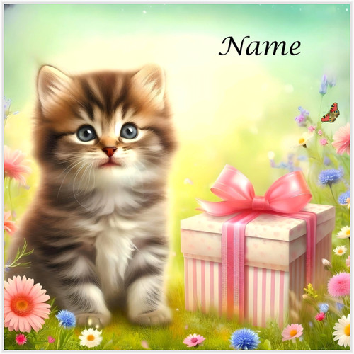 Kitten and Gift - Personalised