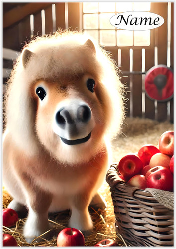 Shetland Pony with Apples - Personalised