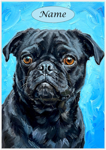 Black Pug in oils - Personalised
