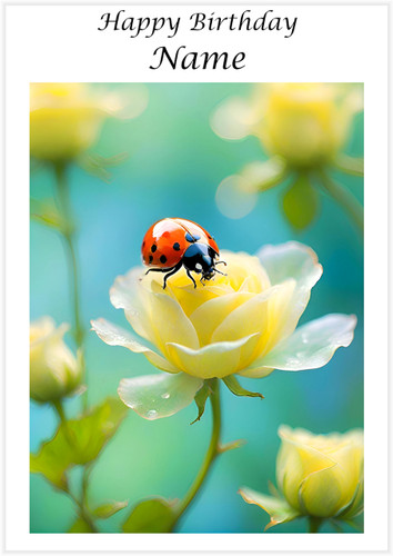The Ladybird & Yellow Roses - personalised