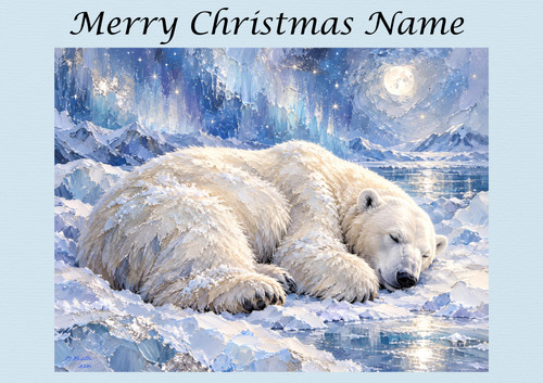 Peaceful Polar Bear under Moonlit Sky - Personalised
