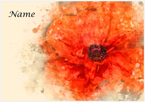 Watercolour Poppy on Linen - Personalised