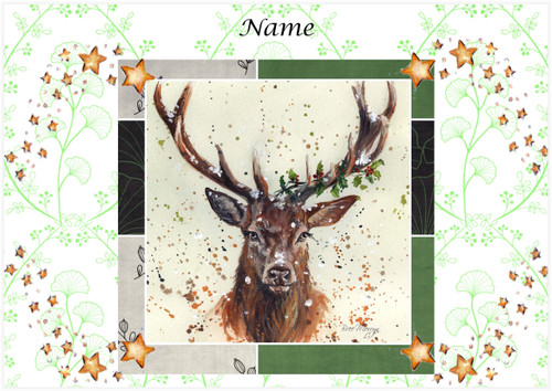 Christmas Stag Framed - Personalised