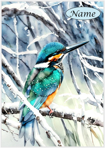 Winter Kingfisher Portrait - Personalised