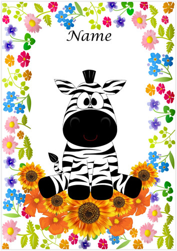 Rainbow Flower Zebra - Personalised