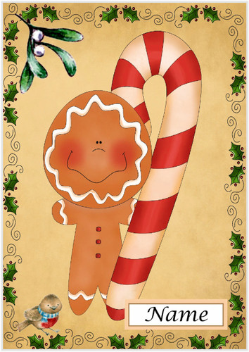 Candy Cane Gingerbread Man - Personalised