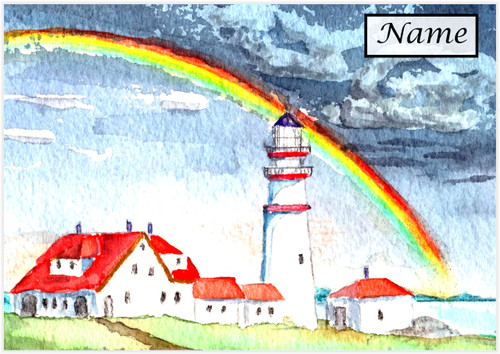 Watercolour Rainbow Lighthouse - Personalised