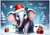 Baby Elephant in Christmas Hat - Personalised Example