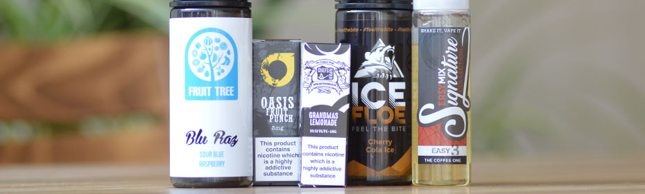 Cherry Cola ice, Coffee One and Fruit Punch e-liquids