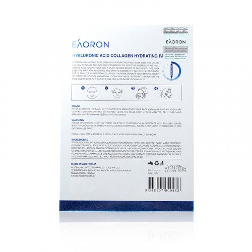 EAORON Hyaluronic Acid Collagen Hydrating Face mask Bonjour Global EU