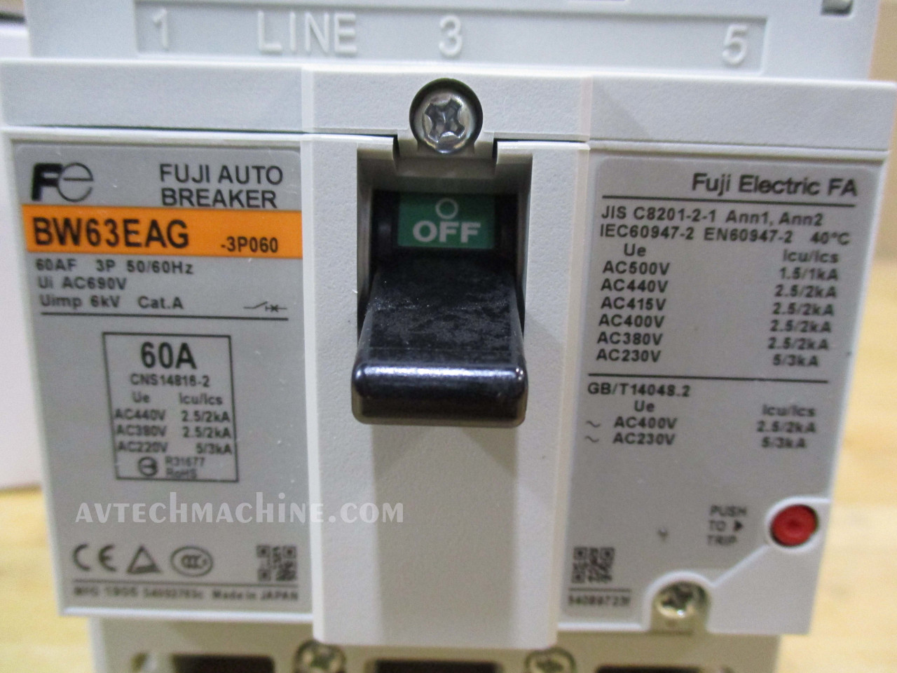 BW63EAG3P060 Fuji AutoBreaker 3 P 60A