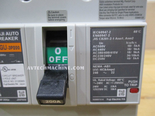 BW250EAGU-3P200 Fuji Auto-Breaker 3P 200A