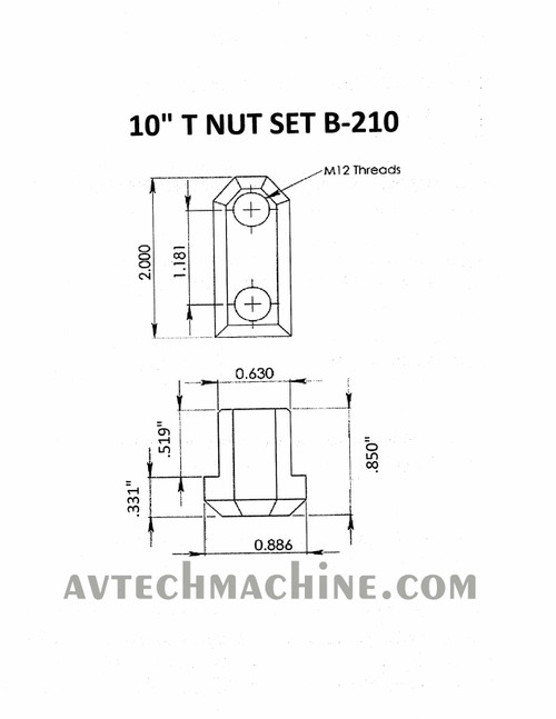 N-210 10” Jaws T Nut 3 Pcs Set For B-210 Auto Strong Tonfou Kitagawa Samchully 10" Chuck