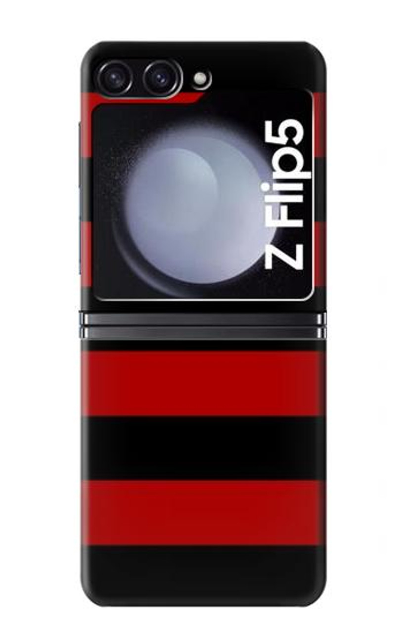 S2638 黒と赤のストライプ Black and Red Striped Samsung Galaxy Z