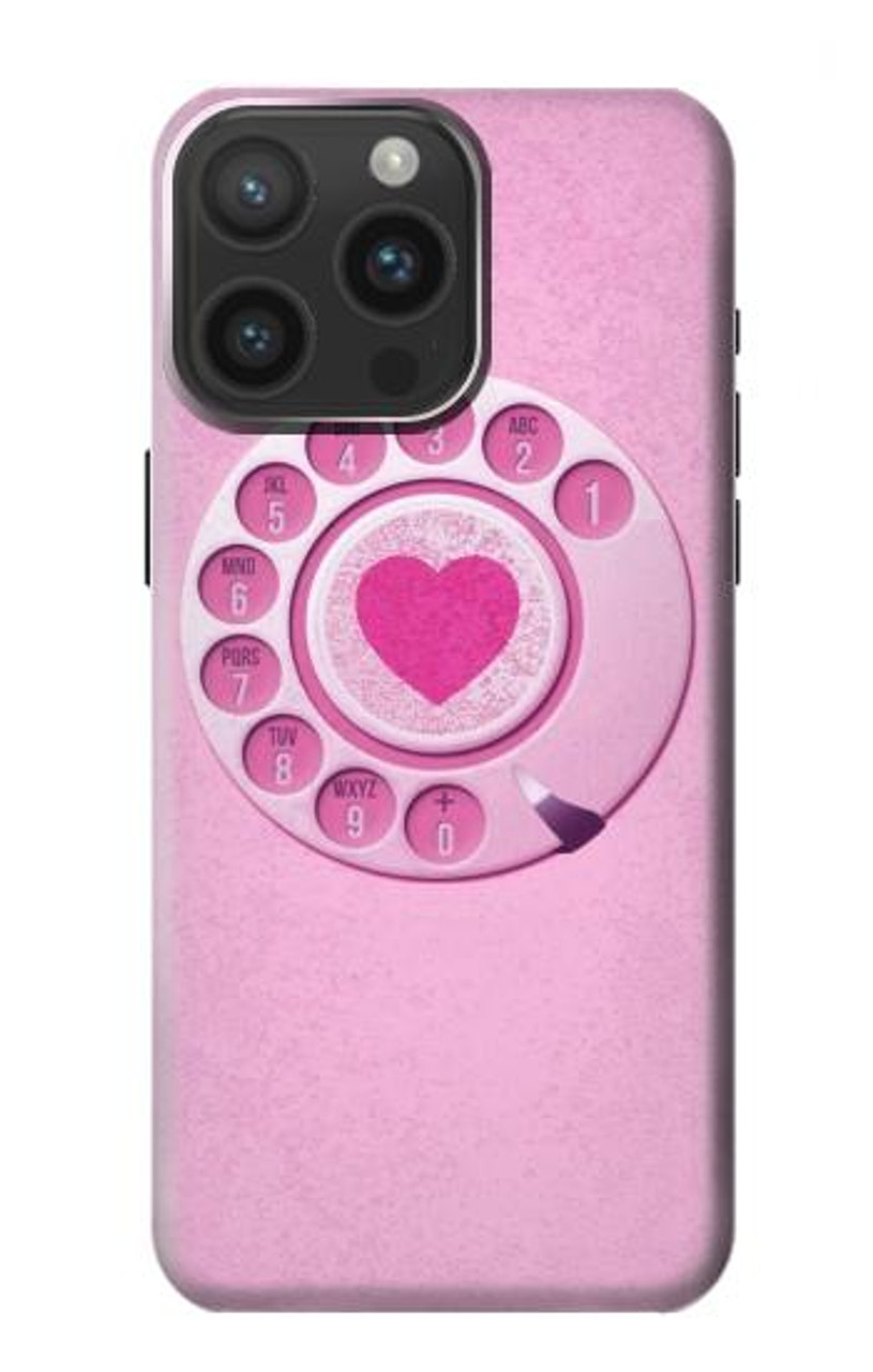 S2847 ピンクロータリー電話 Pink Retro Rotary Phone iPhone 15 Pro