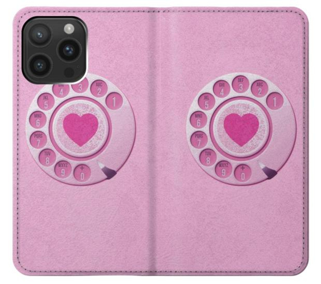 S2847 ピンクロータリー電話 Pink Retro Rotary Phone iPhone 15 Pro