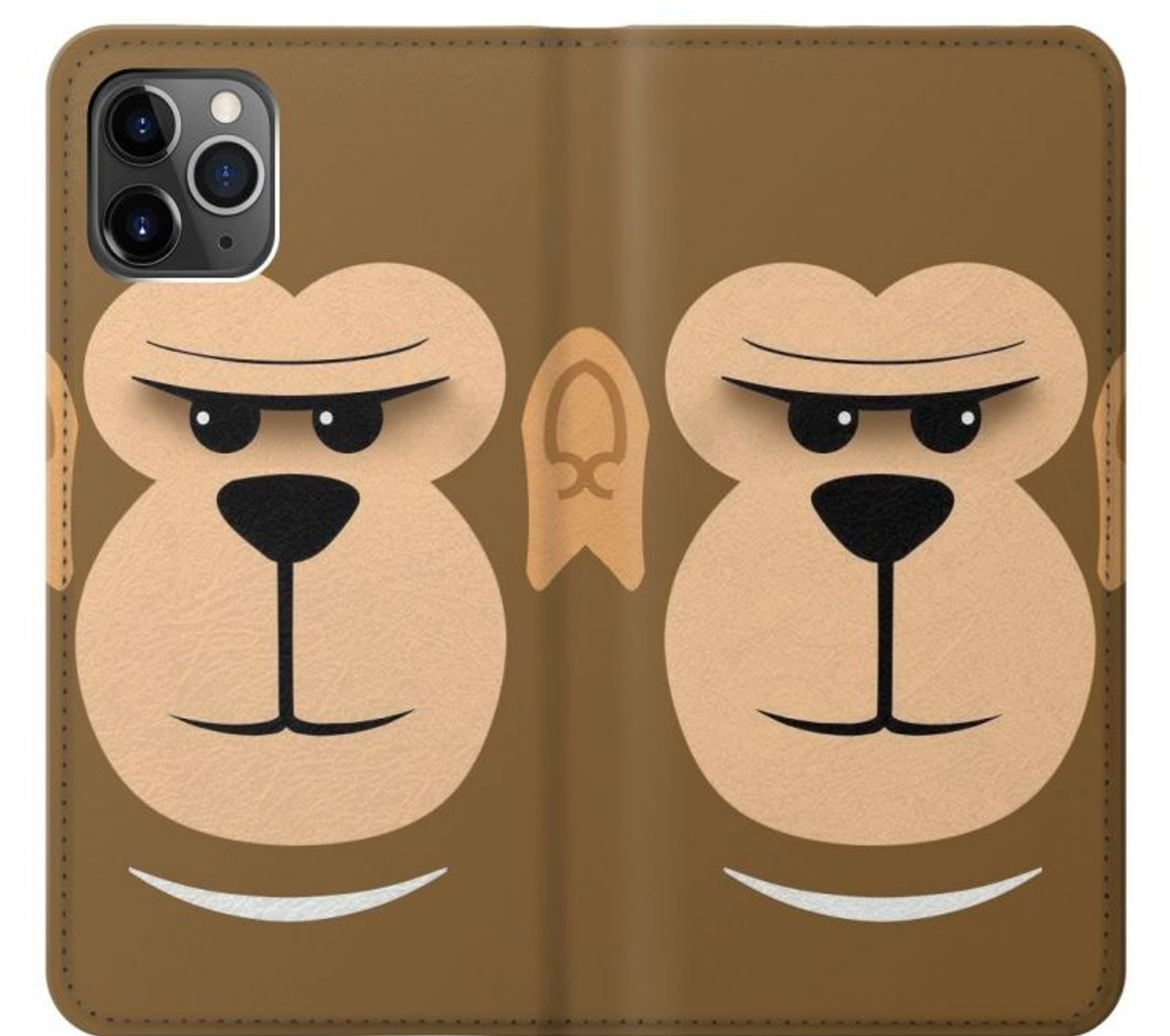 S2721 可愛い気難しい猿の漫画 Cute Grumpy Monkey Cartoon Iphone 11 Pro バックケース フリップ