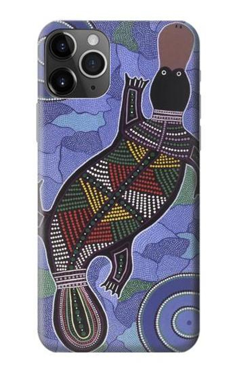 S3387 カモノハシオーストラリアのアボリジニアート Platypus Australian Aboriginal Art Iphone 11 Pro バックケース フリップ