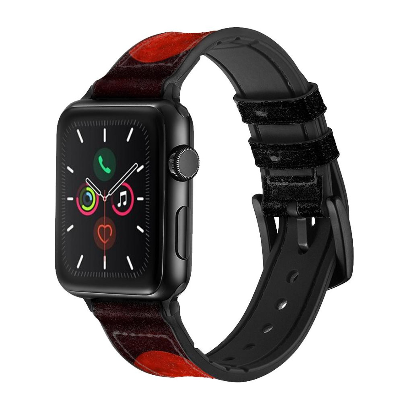 Apple Watch革バンド 赤色 42 44 45mm