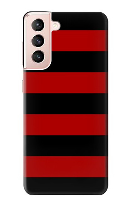 S2638 黒と赤のストライプ Black and Red Striped Samsung Galaxy S21 5G バックケース、フリップケース・カバー