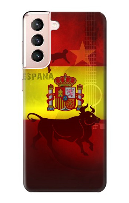 S2984 スペインサッカー Spain Football Soccer Flag Samsung Galaxy S21 5G バックケース、フリップケース・カバー