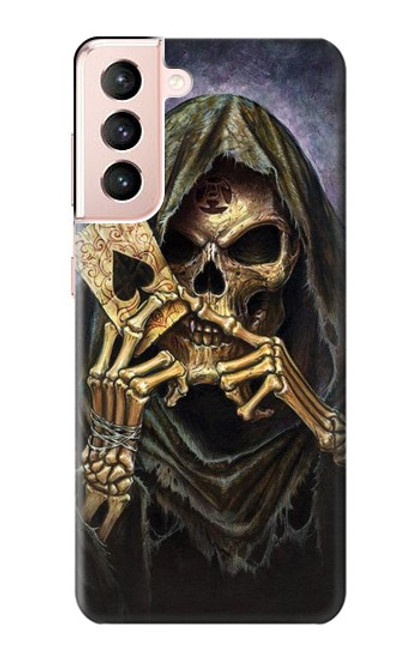 S3594 死神ポーカー Grim Reaper Wins Poker Samsung Galaxy S21 5G バックケース、フリップケース・カバー