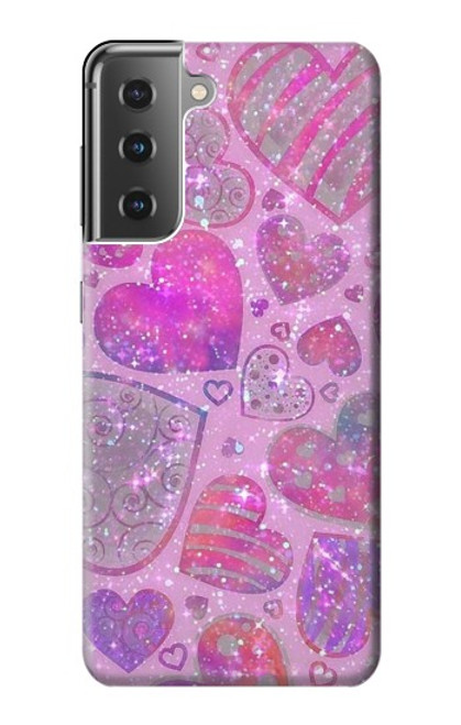 S3710 ピンクのラブハート Pink Love Heart Samsung Galaxy S21 Plus 5G, Galaxy S21+ 5G バックケース、フリップケース・カバー