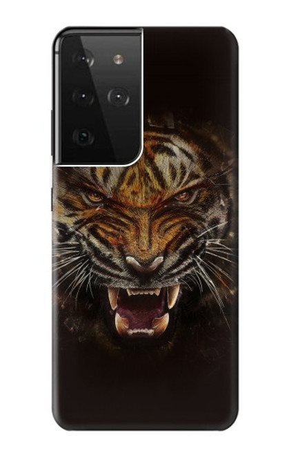 S0575 虎の顔 Tiger Face Samsung Galaxy S21 Ultra 5G バックケース、フリップケース・カバー