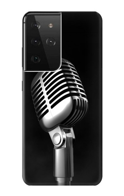 S1672 レトロ マイク ジャズ音楽 Retro Microphone Jazz Music Samsung Galaxy S21 Ultra 5G バックケース、フリップケース・カバー