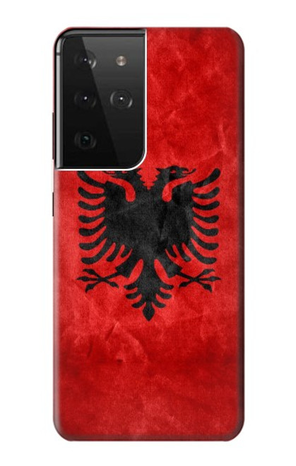 S2982 アルバニアサッカー Albania Football Soccer Red Flag Samsung Galaxy S21 Ultra 5G バックケース、フリップケース・カバー