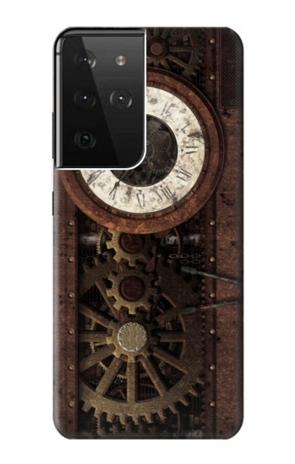 S3221 クロックギア Steampunk Clock Gears Samsung Galaxy S21 Ultra 5G バックケース、フリップケース・カバー