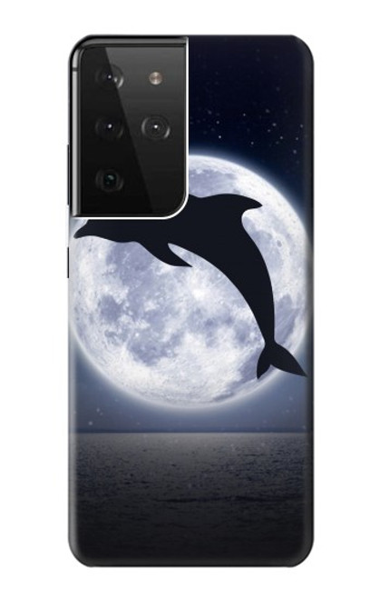 S3510 ドルフィン Dolphin Moon Night Samsung Galaxy S21 Ultra 5G バックケース、フリップケース・カバー