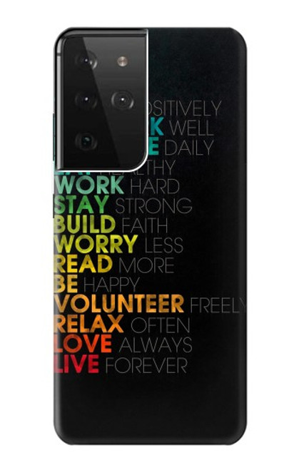 S3523 ポジティブな言葉 Think Positive Words Quotes Samsung Galaxy S21 Ultra 5G バックケース、フリップケース・カバー