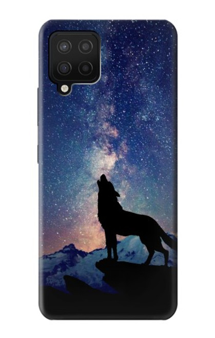 S3555 狼 Wolf Howling Million Star Samsung Galaxy A12 バックケース、フリップケース・カバー