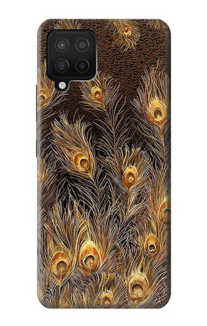 S3691 ゴールドピーコックフェザー Gold Peacock Feather Samsung Galaxy A12 バックケース、フリップケース・カバー