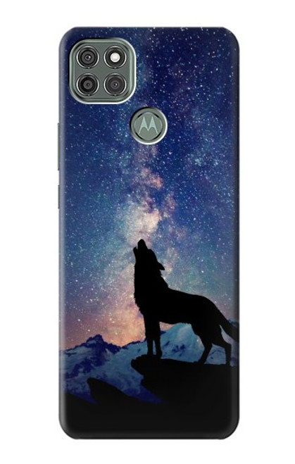 S3555 狼 Wolf Howling Million Star Motorola Moto G9 Power バックケース、フリップケース・カバー