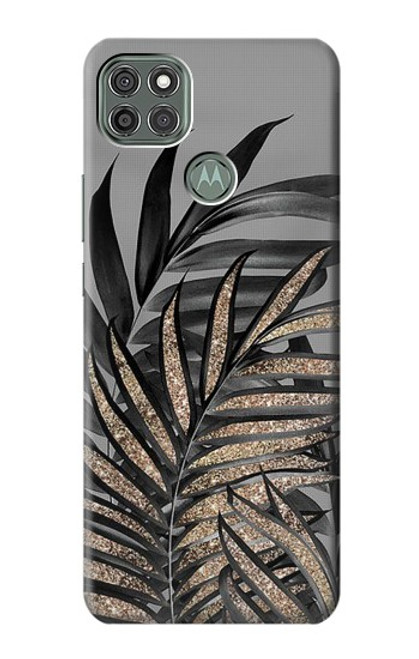 S3692 灰色の黒いヤシの葉 Gray Black Palm Leaves Motorola Moto G9 Power バックケース、フリップケース・カバー