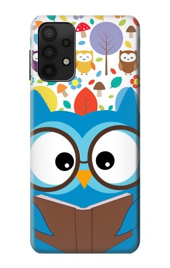 S2521 可愛いオタクフクロウ漫画 Cute Nerd Owl Cartoon Samsung Galaxy A32 5G バックケース、フリップケース・カバー