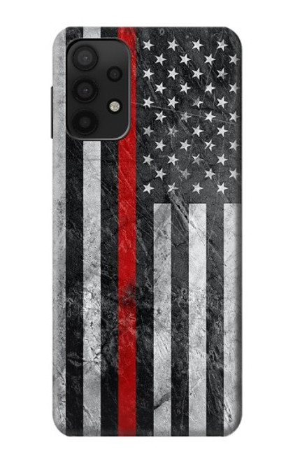 S3687 消防士細い赤い線アメリカの国旗 Firefighter Thin Red Line American Flag Samsung Galaxy A32 5G バックケース、フリップケース・カバー