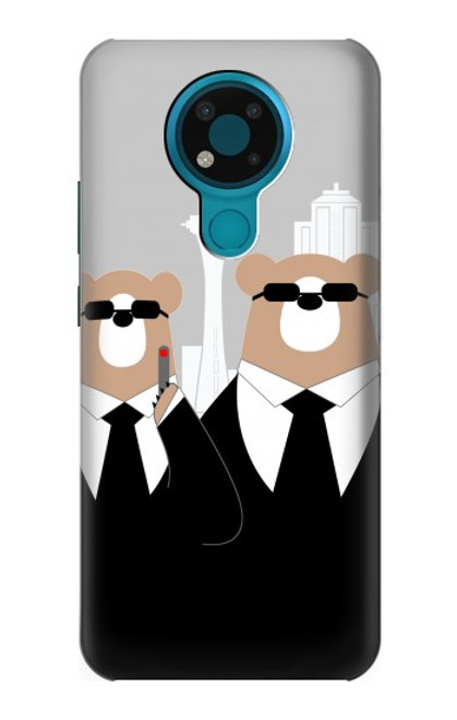 S3557 黒いスーツのクマ Bear in Black Suit Nokia 3.4 バックケース、フリップケース・カバー