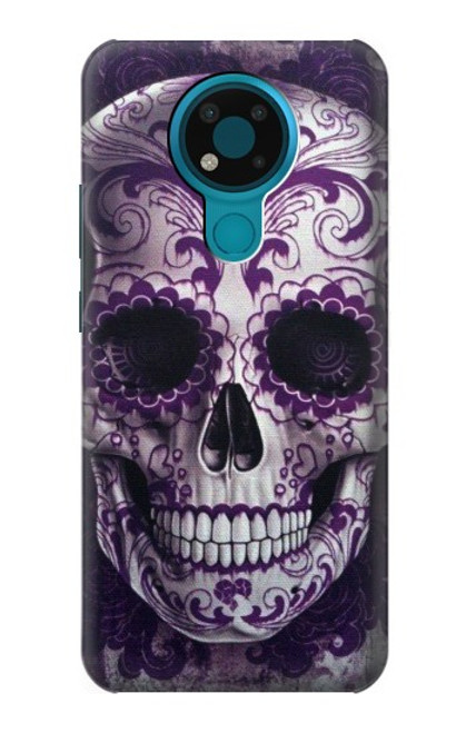 S3582 紫の頭蓋骨 Purple Sugar Skull Nokia 3.4 バックケース、フリップケース・カバー
