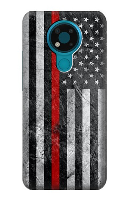 S3687 消防士細い赤い線アメリカの国旗 Firefighter Thin Red Line American Flag Nokia 3.4 バックケース、フリップケース・カバー