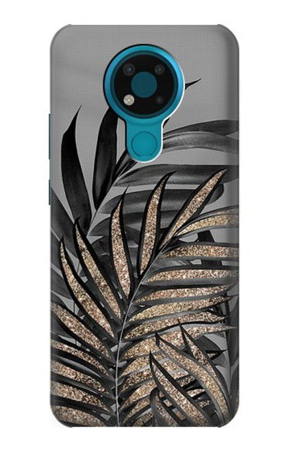 S3692 灰色の黒いヤシの葉 Gray Black Palm Leaves Nokia 3.4 バックケース、フリップケース・カバー