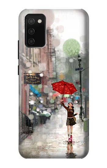 S0108 雨の中の少女 Girl in The Rain Samsung Galaxy A02s, Galaxy M02s バックケース、フリップケース・カバー