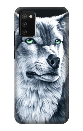 S0123 狼 ウルフ Grim White Wolf Samsung Galaxy A02s, Galaxy M02s バックケース、フリップケース・カバー