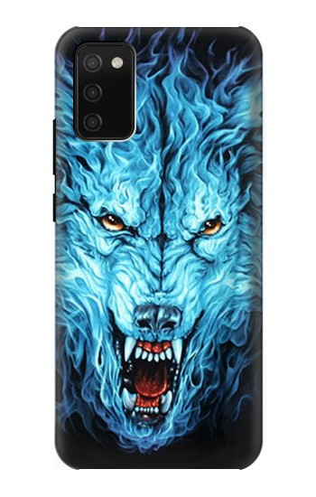 S0752 青火災狼 Blue Fire Grim Wolf Samsung Galaxy A02s, Galaxy M02s バックケース、フリップケース・カバー